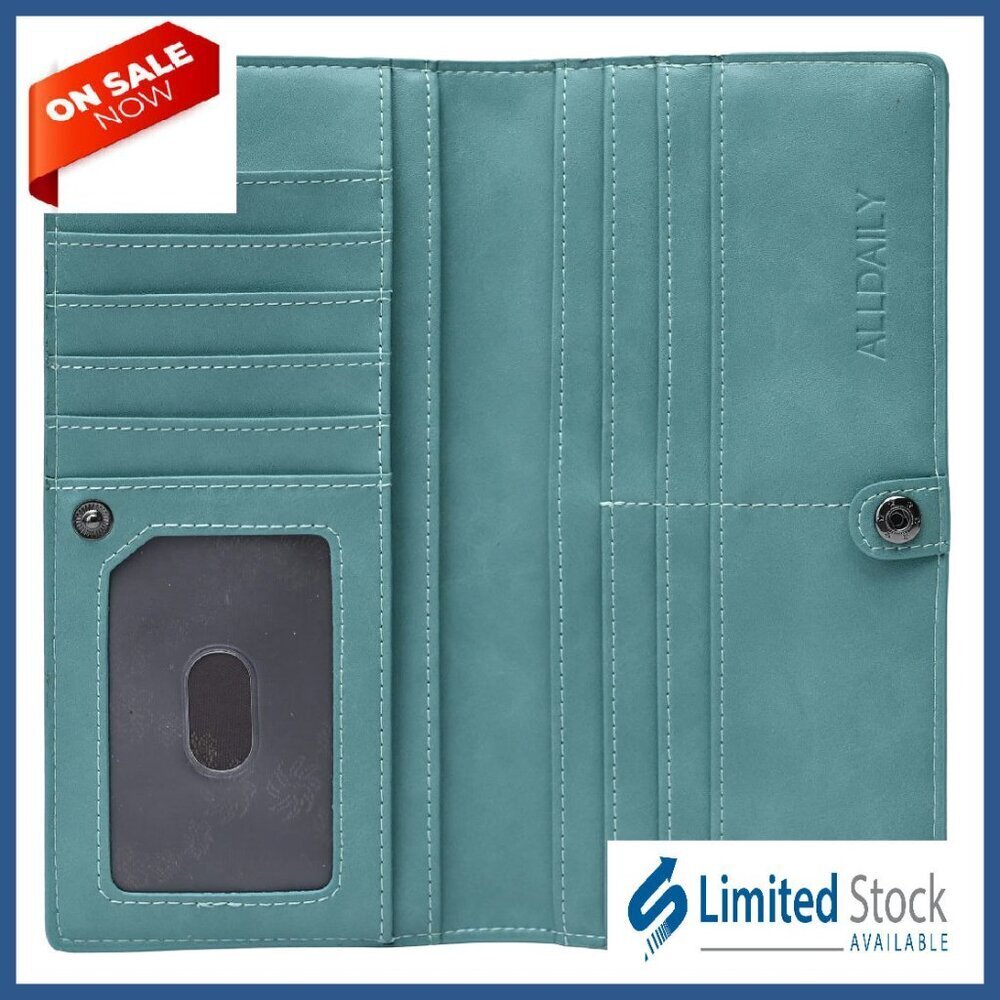 Slim RFID Blocking Wallet with 11 Card Slots & Zippered Pocket